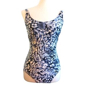 Calvin Klein Blue/White Lynx One-Piece Swimsuit and Blue Cover-Up